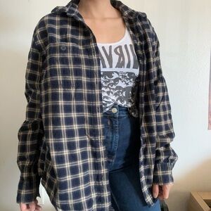 American Eagle Outfitters Navy Plaid Flannel